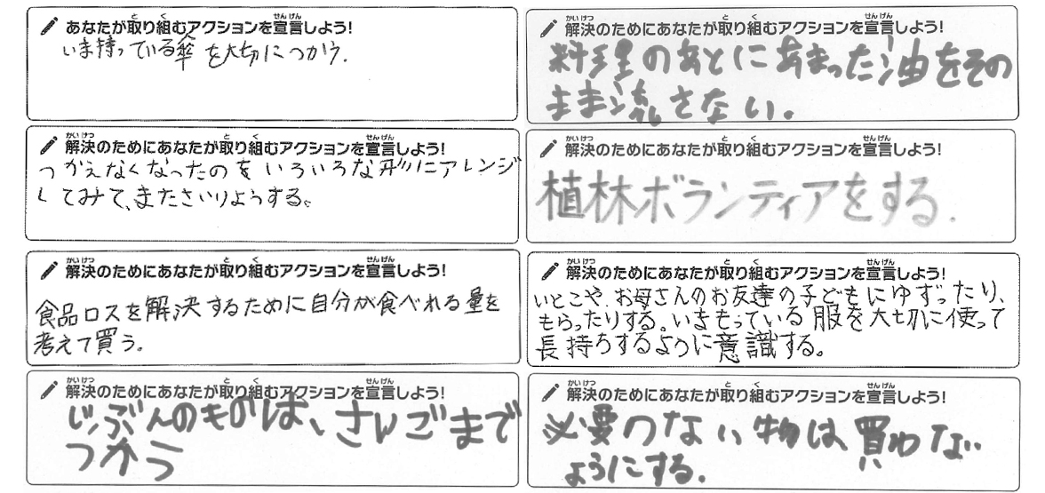 こども達のアクション宣言実績レポート